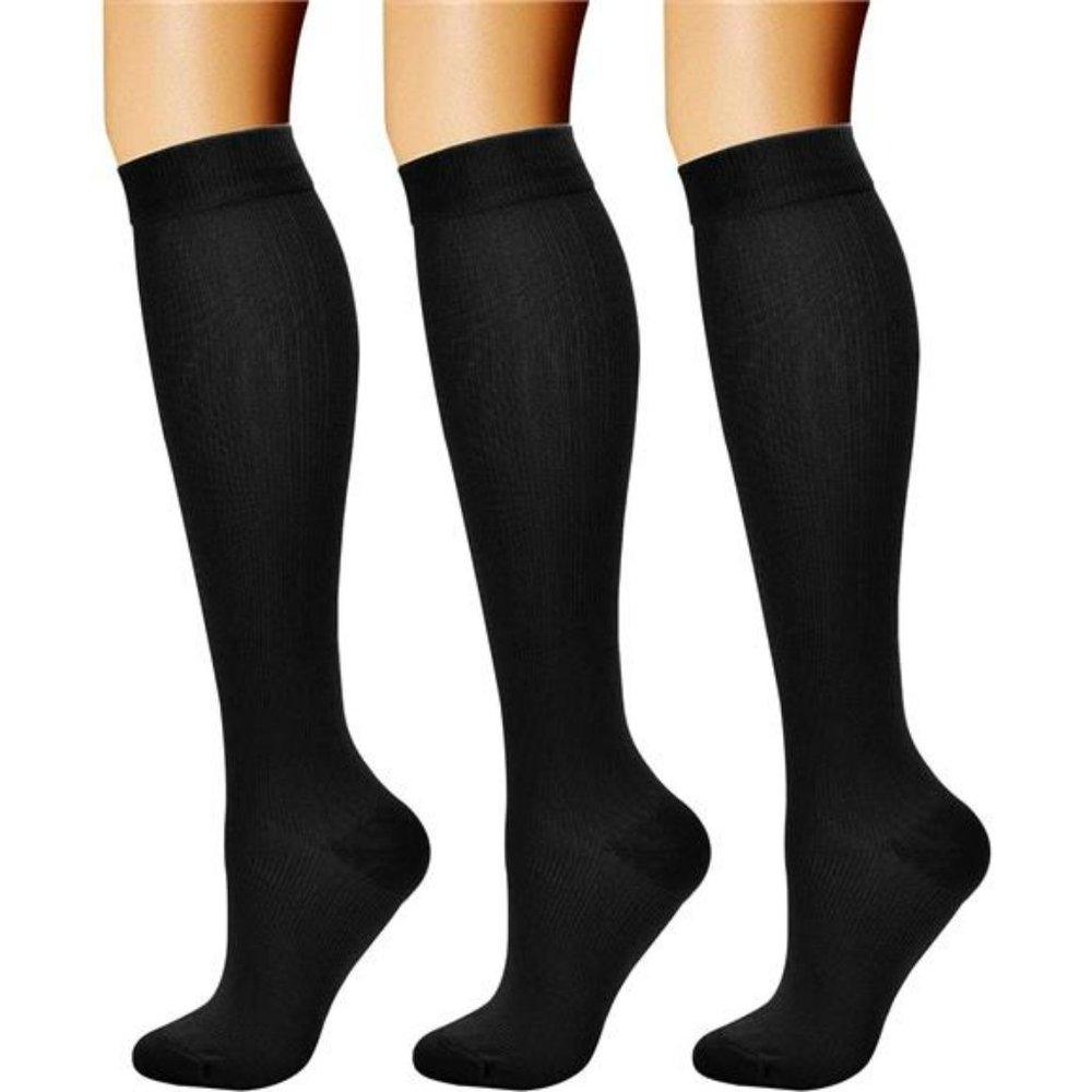 3Pair Black Compression Socks for Men Work Sports Athletic Comfort Socks Sz 5-14